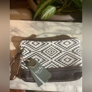 Myra Bag Brown and Cream Patterned Clutch